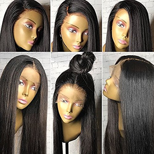 Dream Beauty Human Hair Straight full lace wig 100% Real Brazilian Hair Ombre Black Roots 1B 30 Color 130% Density Wig For Black Women (18 Inch, Natural color full lace wig)