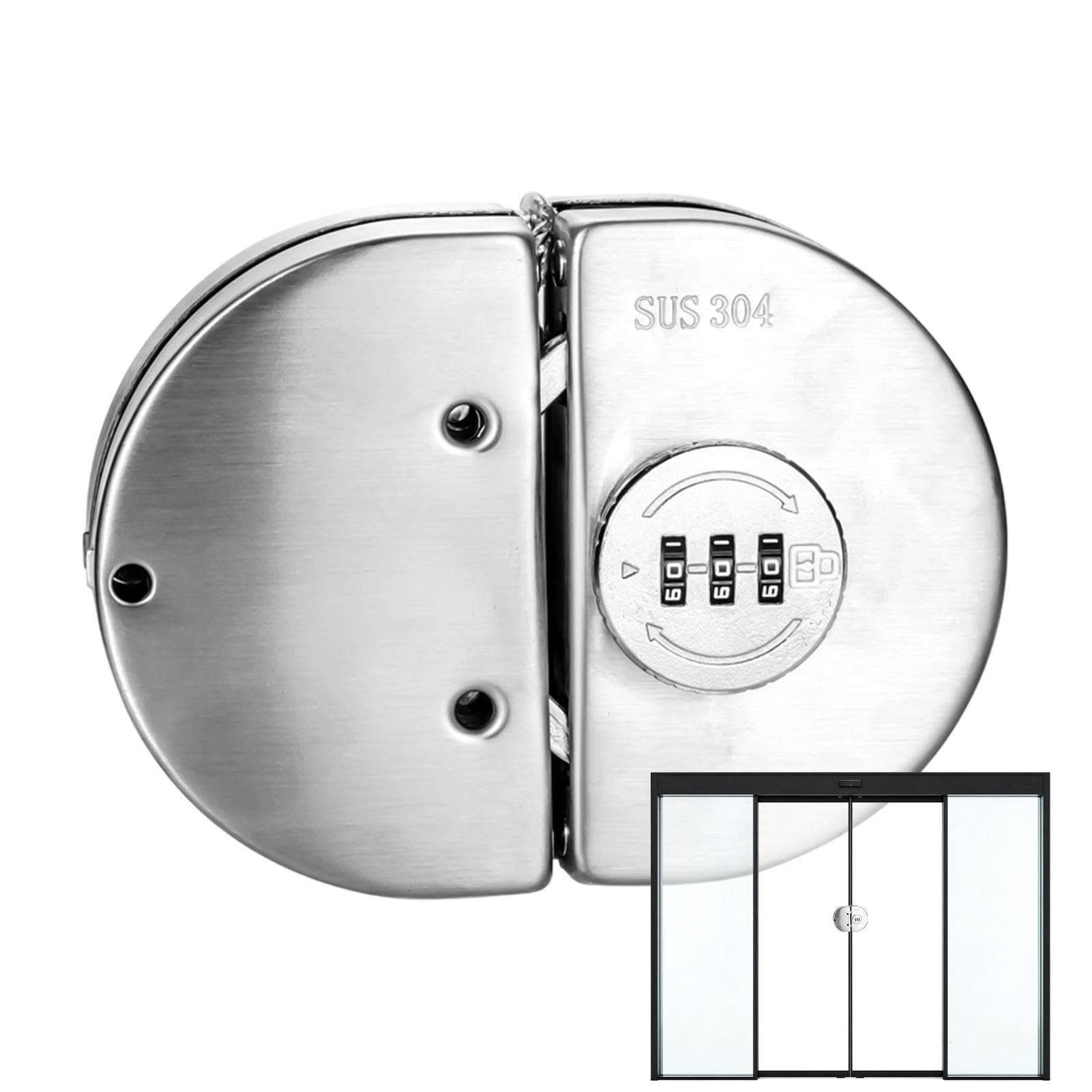 Serrure pour porte coulissante en verre sans perçage avec bouton de sécurité