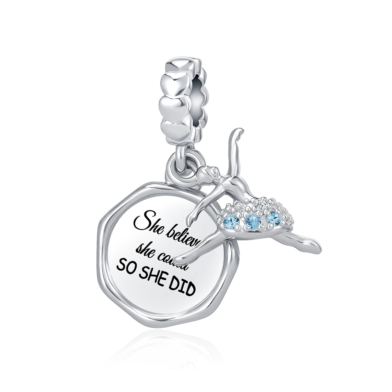 DWJSuShe Believed So She Did Dance Ballerina Dangle Bead for Charm Necklace Bracelet for Women