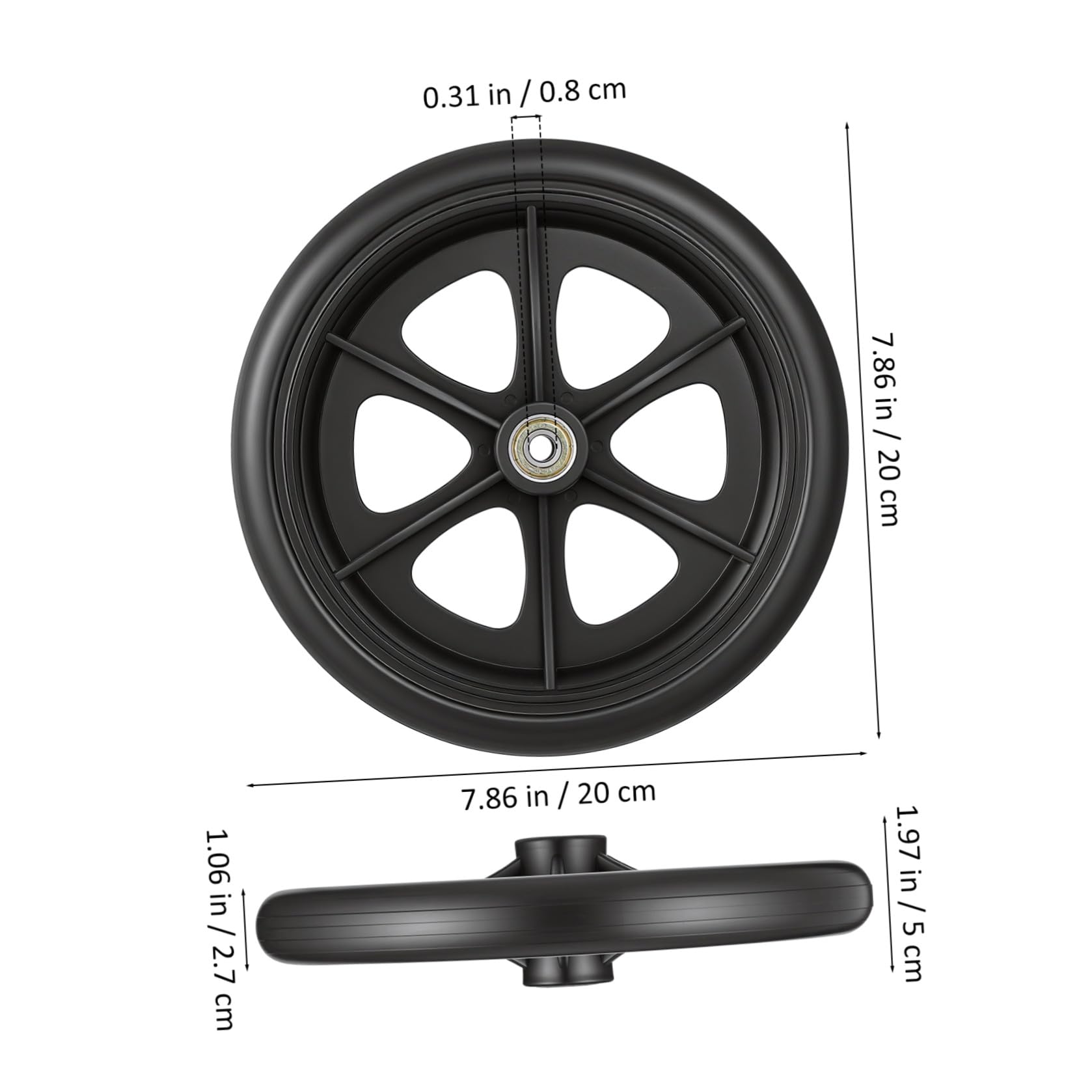 ERINGOGO Ruedas Delanteras de Repuesto Material Abs y Acero para Silla de Ruedas Resistentes al Desgaste Ligeras para Uso en Exteriores y Vehículos para Discapacitados