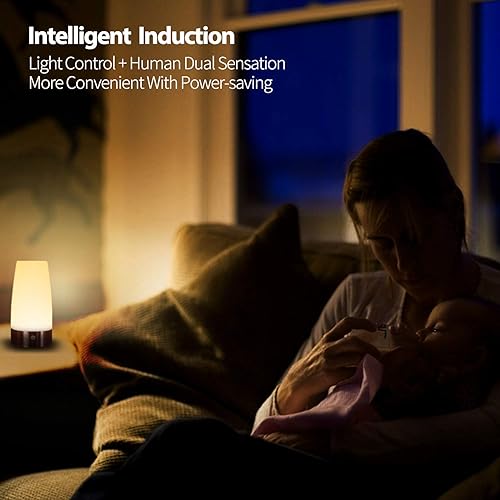 Miniatura 4 de Betus Luz nocturna con sensor de movimiento, lámpara a pilas con 2 modos sensores, lámpara de escritorio retro con luz ambiental suave para