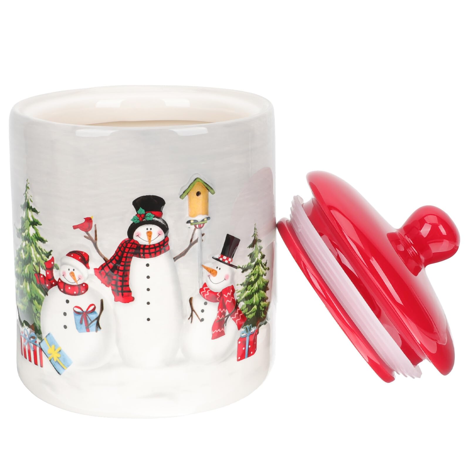 ULTECHNOVO Luftdichtes Keramik Bonbonglas mit Weihnachtsmuster Leichter und Tragbarer Vorratsbehälter für Snacks und Schokolade für Feierlichkeiten