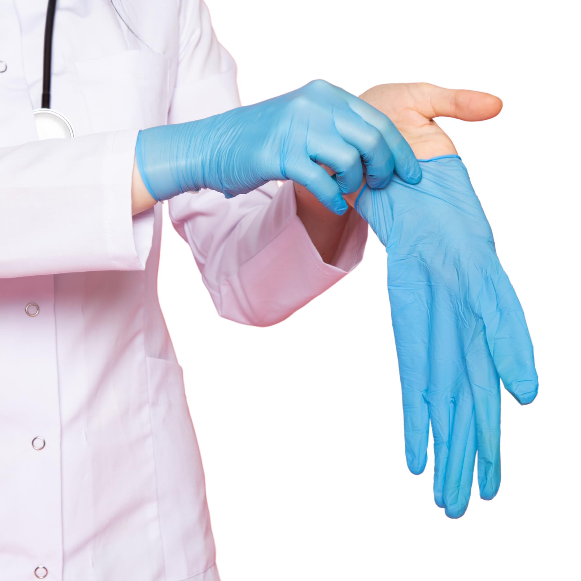 S&S Medical 100 Guanti NITRILE MONOUSO Resistenti senza polvere Dispositivo Medico ipoallergenici senza lattice | Medici Chef Estetisti Tatuatori Uso Alimentare | Varie Taglie Disponibili (Blu, M)
