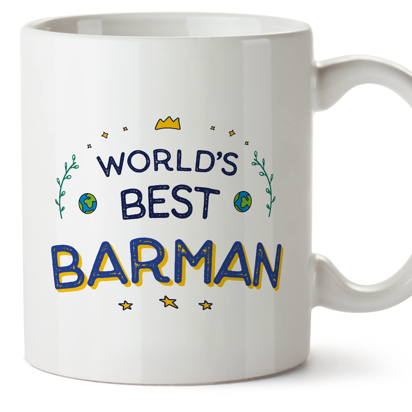 MUGFFINS Barman Man Mug - in English - World's Best - Funny Gift for Colleagues - Ceramic 11oz Mug — image 1
