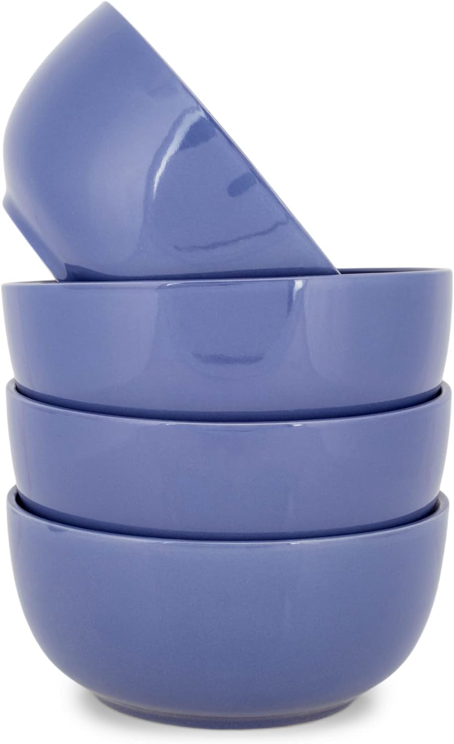 Elanze Designs Bistro Glossy Ceramic 6.5 inch Dinnerware Bowls Set of 4 - Perfect for Everyday uses from Soup, Pasta, Salad, Cereal, Ice cream, Ramen and Pho, Violet Purple Violet Purple 6.5 inch Soup