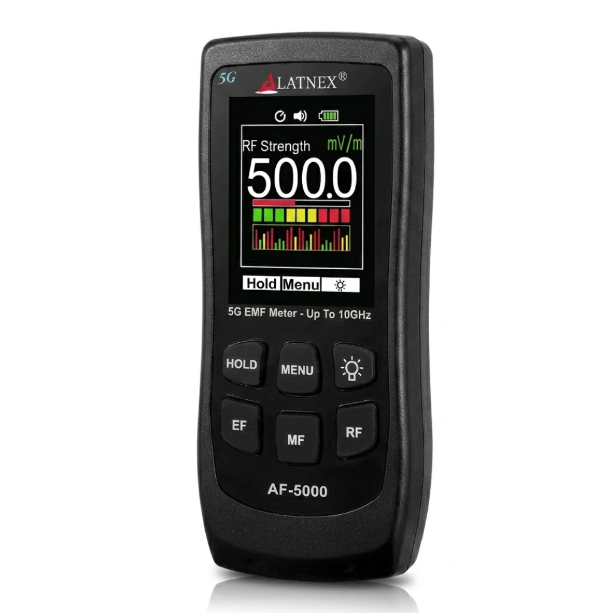 LATNEX AF-5000 5G EMF Meter RF Detector Tester e lettore con certificato di calibrazione - Test e misure RF e microonde, 3 assi Gauss o Tesla campi magnetici e campi ELF elettrici