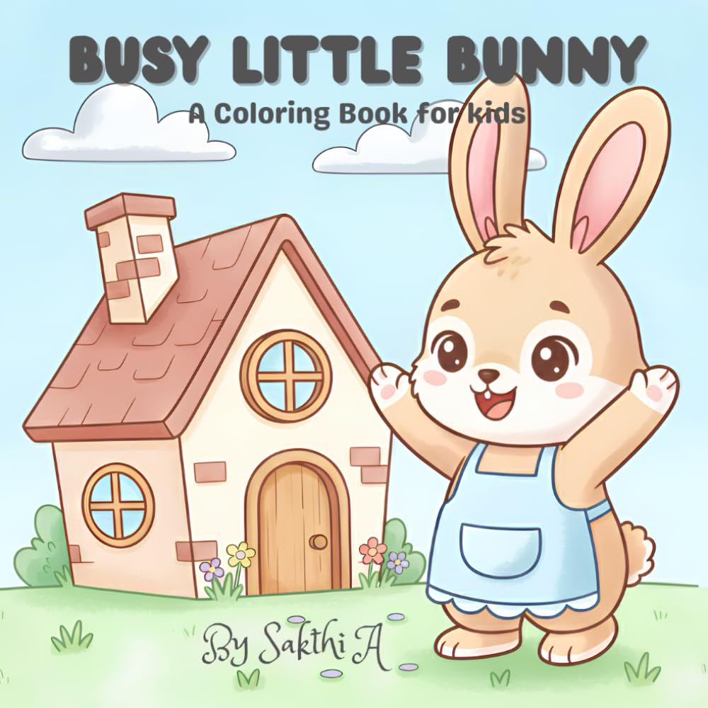 Busy Little Bunny: A Cute Coloring Book for kids ages 3-8