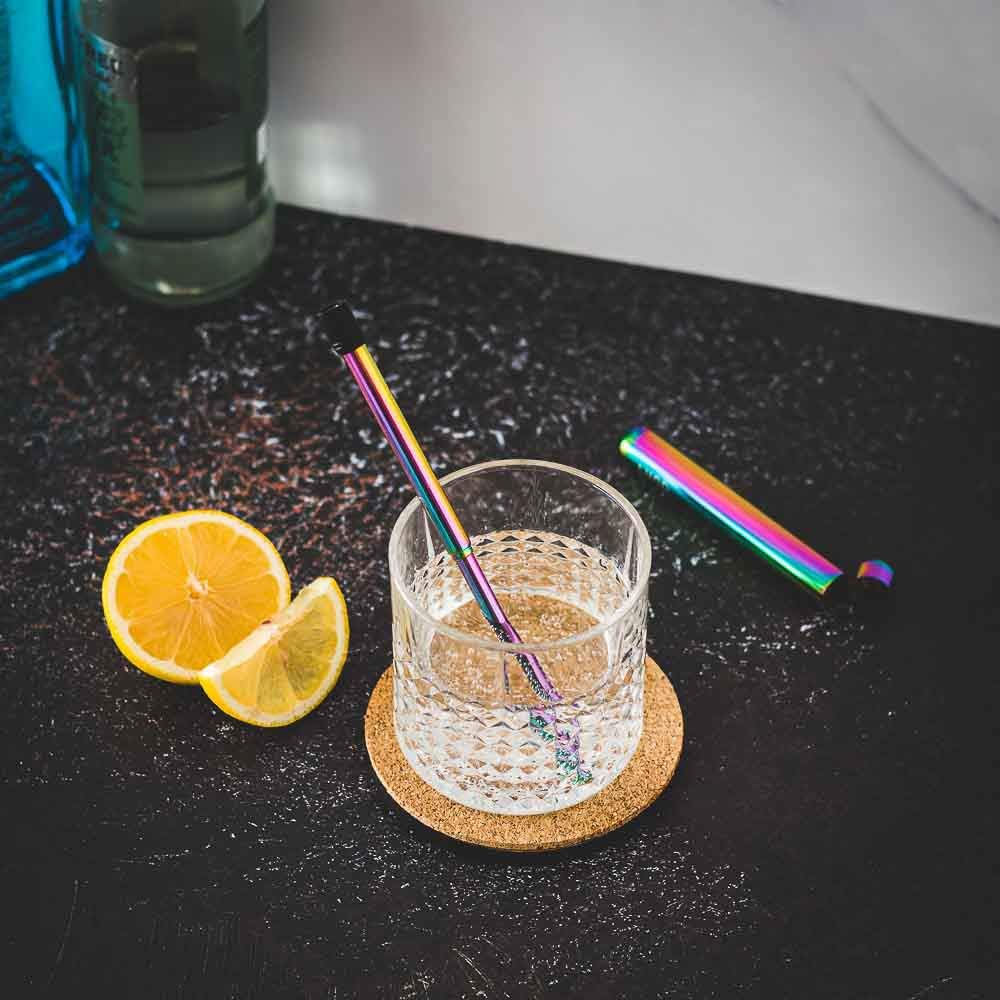 Reusable Straw with case - Metal Straw for Life - Collapsible Straw for All Occasions - Oil Slick by Lund London