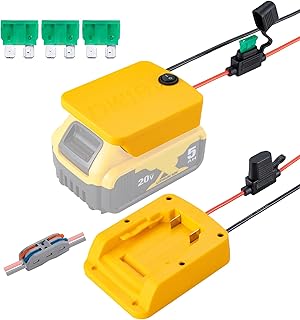 Power Wheel Adapter for Dewalt 20V Battery with Fuse & Switch & Wire terminals，Power Connector for Rc Car, Robotics, Rc Truck,DIY use, Work with for Dewalt 20V DCB205 DCB206 DCB200 Lithium Battery