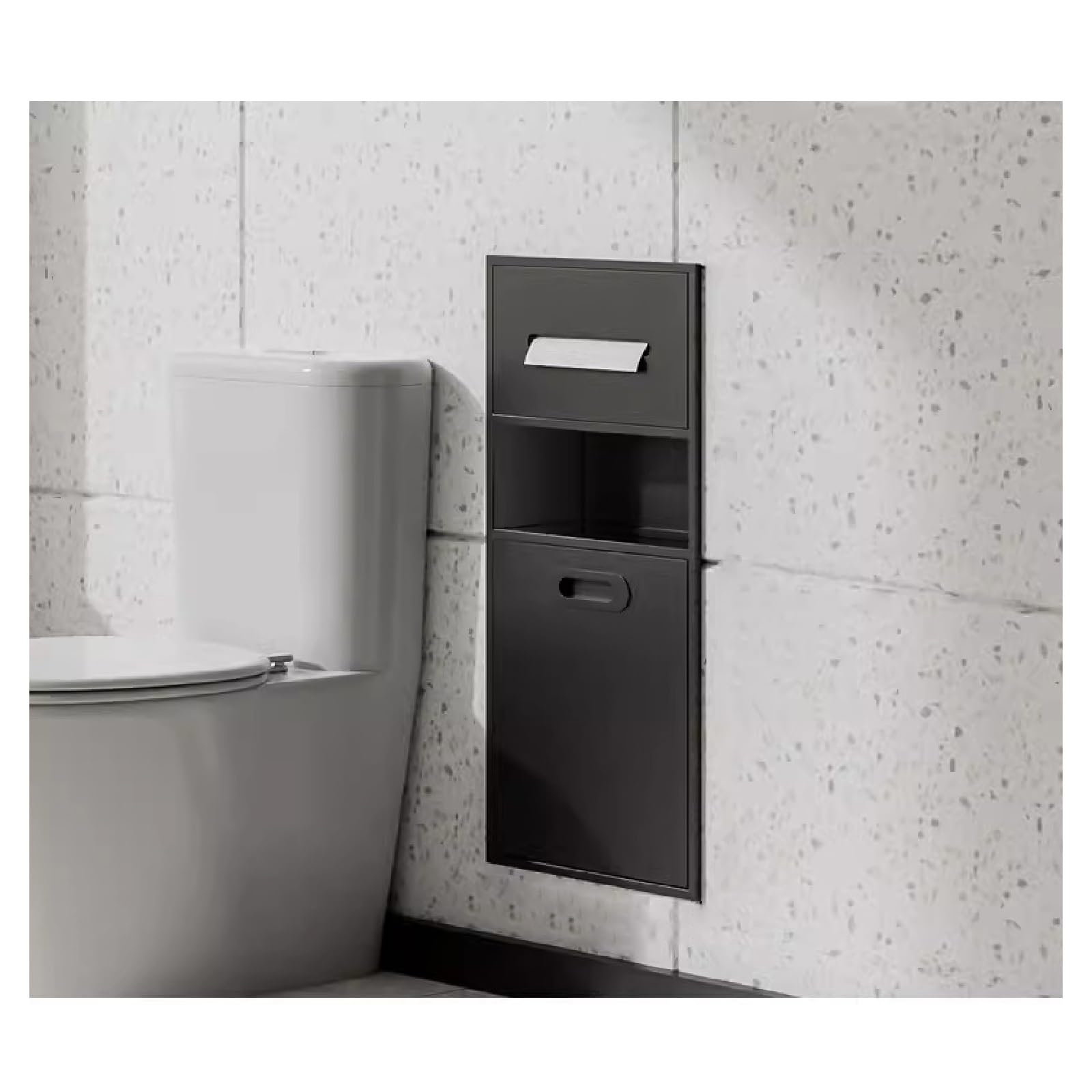 QUSYZD Stainless Steel Bathroom Niche, Toilet Paper Storage Rack, Recessed Waterproof Shower Niche for Bathroom Storage/Shampoo/Toiletries,Black,65x30x14cm,Black-65x30x14cm