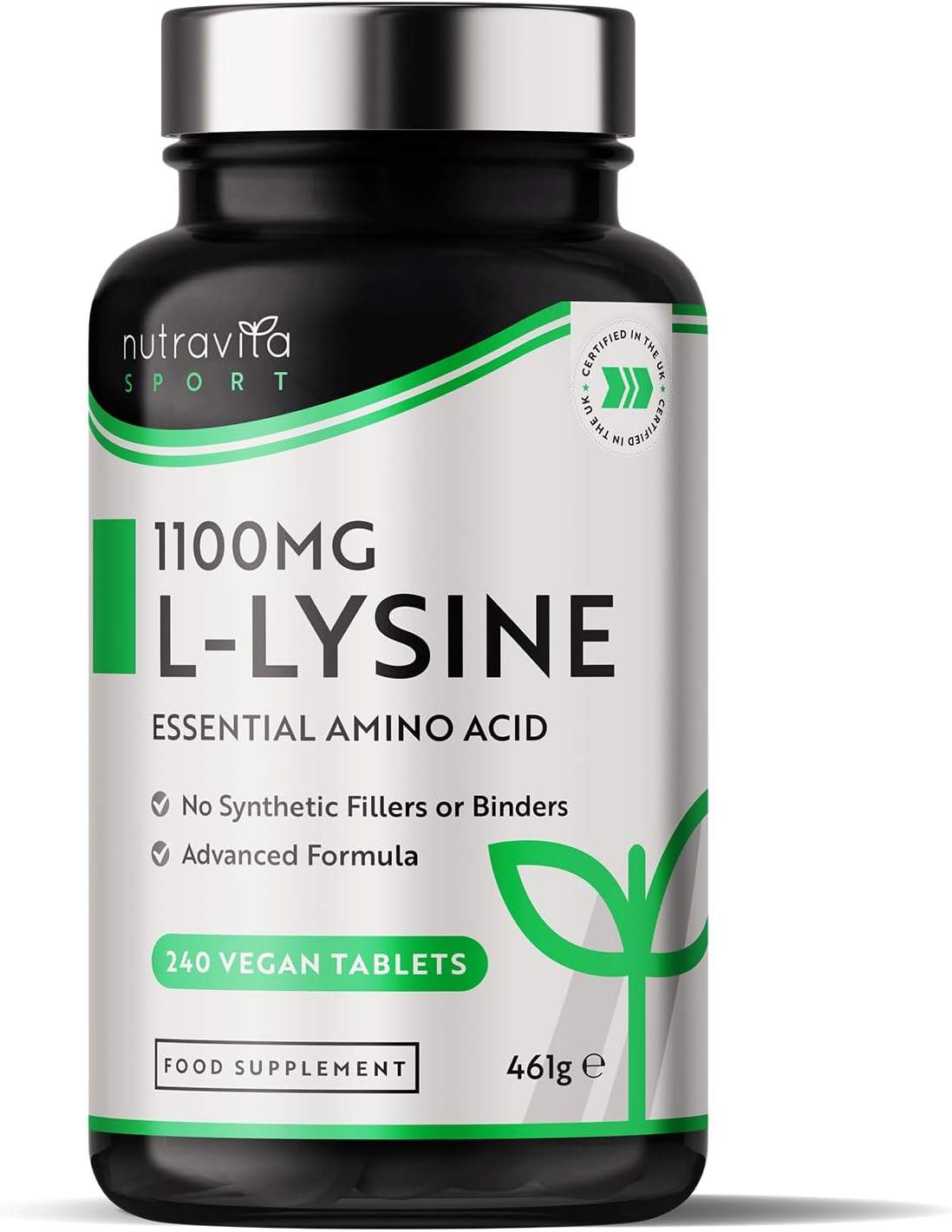 LLysine 1100mg Hautement Dosé 240 Vegan comprimés Supplément d
