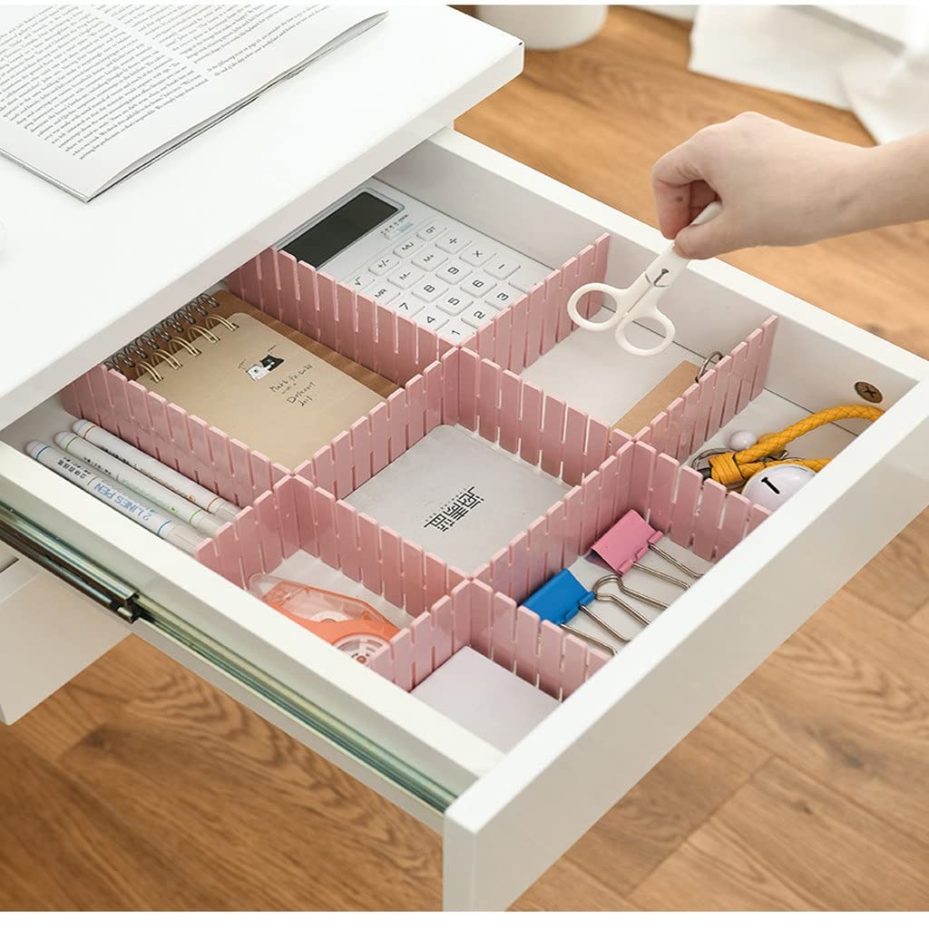 Divisore per cassetti in plastica Regolabile Scaffali Fai-da-Te Combinazione Libera per Uso Domestico Pannello divisorio Strumenti di Divisione salvaspazio (D)