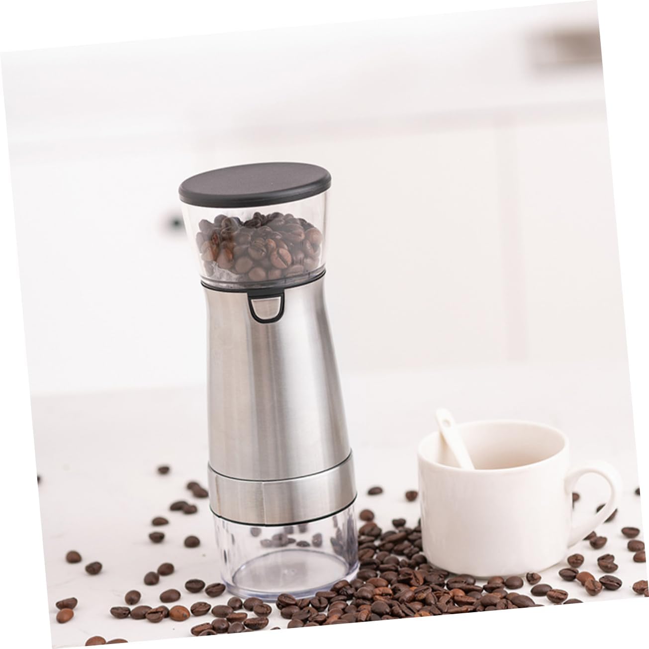 Luxshiny Core Electric Coffee Grinder Compact Stainless Steel Bean Mill for Household Use Anti-skid Design Easy Grinding with No Sticking Usb Rechargeable