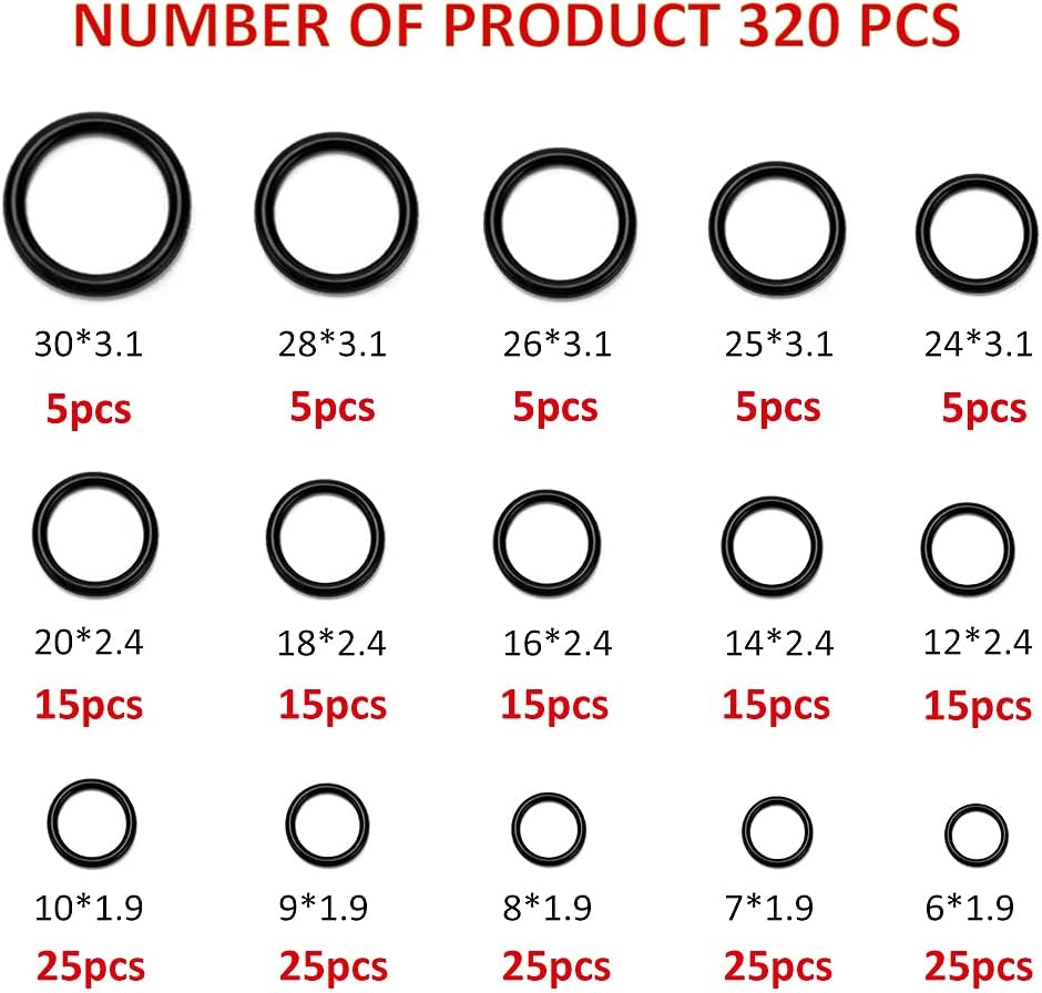 YIXISI 225PCS 15 Sizes Black O-Rings Assortment Kit, Nitrile Rubber Metric O-Rings, for Tap Plumbing Washer Seal & Auto Quick Repair - Image 3