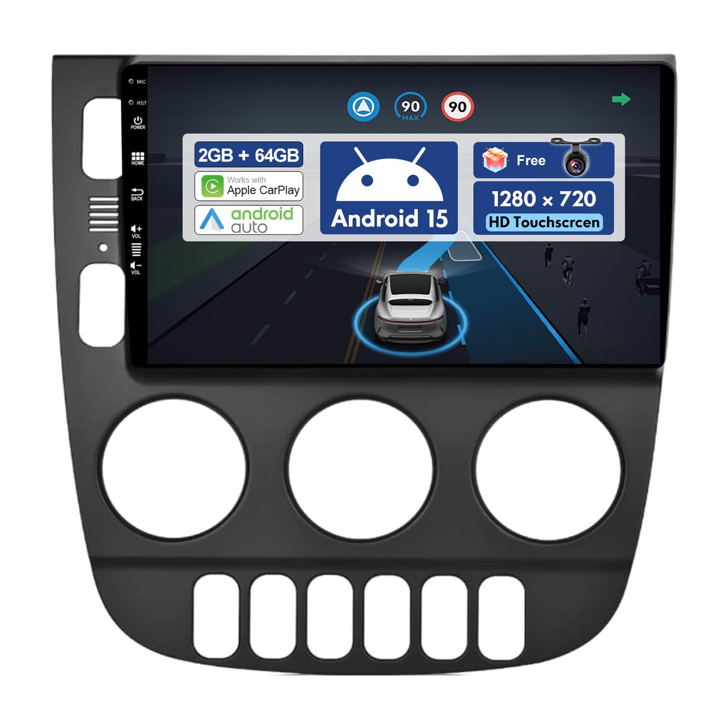 [2G+64G] 9 Zoll Autoradio für Mercedes-Benz W163 ML320 ML350 ML400 ML500 1997-2005 GPS Navigation - Wireless CarPlay Android Auto - Kamera - Android 15 2 Din - DAB Lenkradsteuerung Bluetooth