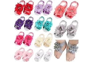 Toptim Baby Girl's Barefoot Sandals Flower for Newborn Toddlers