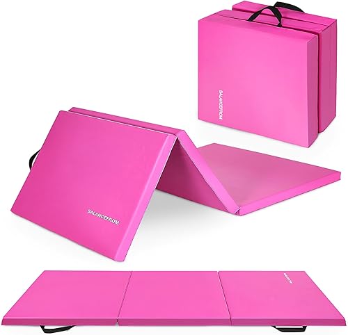 Miniatura 14 de BalanceFrom Colchoneta de Gimnasia Plegable de 3 Paneles de 6 x 2 Pies – Almohadilla de 2 Pulgadas de Grosor con Superficie de Vinilo y Asas de