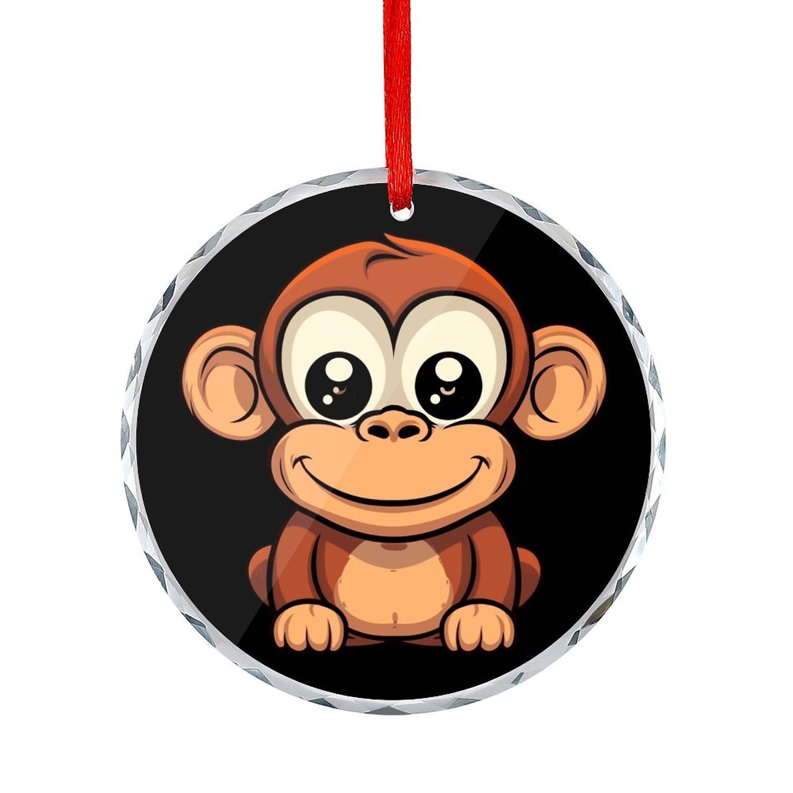 Btcowzrv Style Cartoon Monkey Round Ornament Hanging Pendant Decor