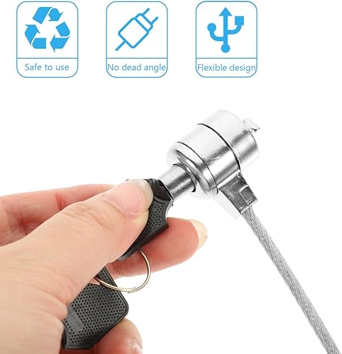 Miniatura 5 de Candado de cable para laptop, cerradura de cable de seguridad de hardware con llaves, cerradura de combinación antirrobo para proyector de