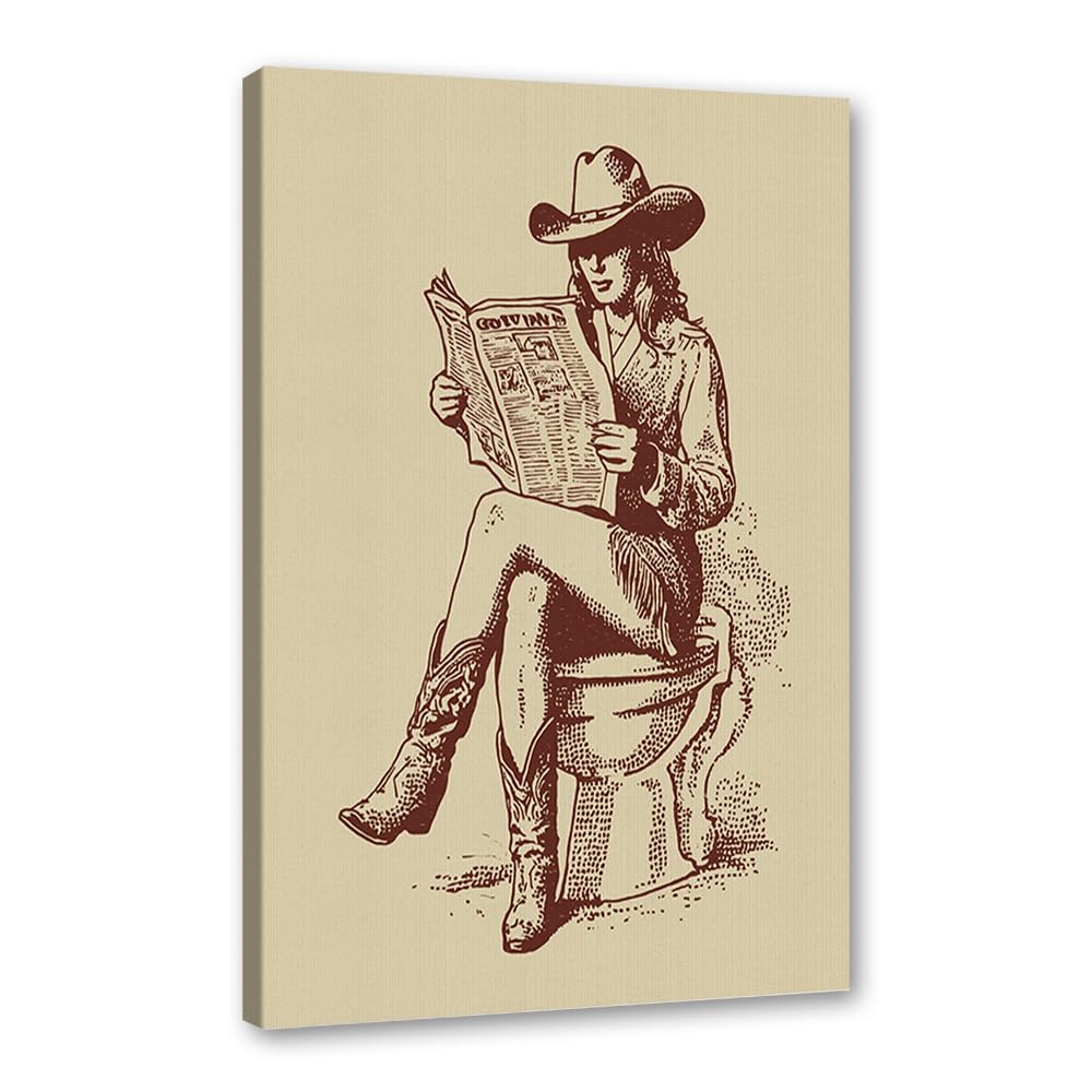 Toile murale vintage cowgirl premium, impression cowboy rétro encadrée - 8