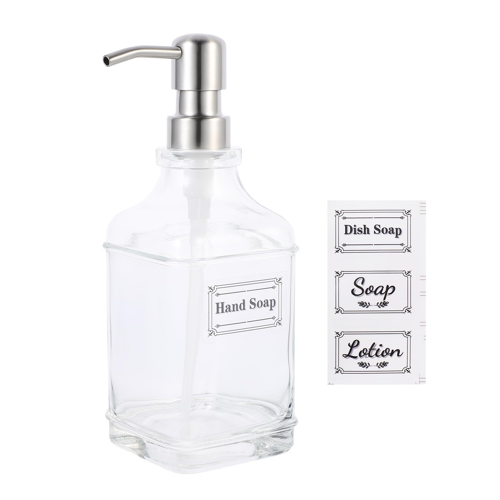 Distributeur de lotion en verre Anneome et flacon pompe inox élégant