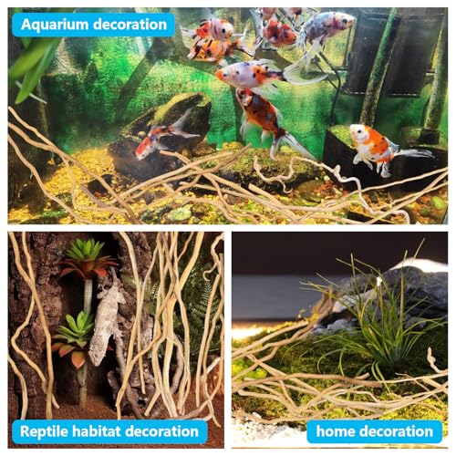 Image of Hamiledyi Natural Driftwood for Aquarium Decor - Red Moor Wood 10 inch-15 inch Long Assorted Shapes (200g) Safe Branches for Fish Tank & Reptile Habitat - Natural Aquarium Wood Decorations (Delicate branches)