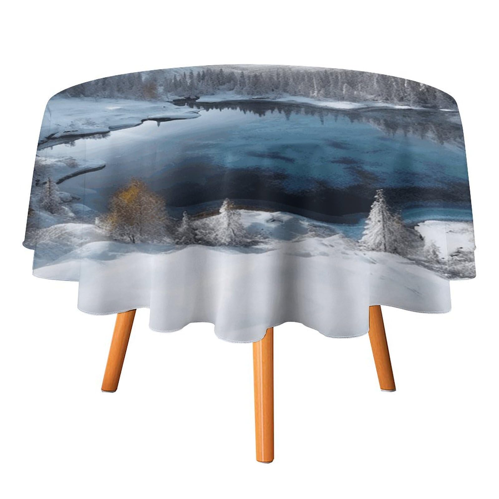 Nappe ronde paysages enneigés pour vos grands repas champêtres et patio