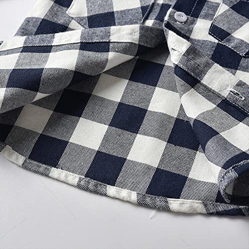 Toddler Baby Boy Girl Hooded Coat Outwear Long Sleeve Button Down Plaid Shirts Casual Jacket (Dark Blue, 2-3 Years)4