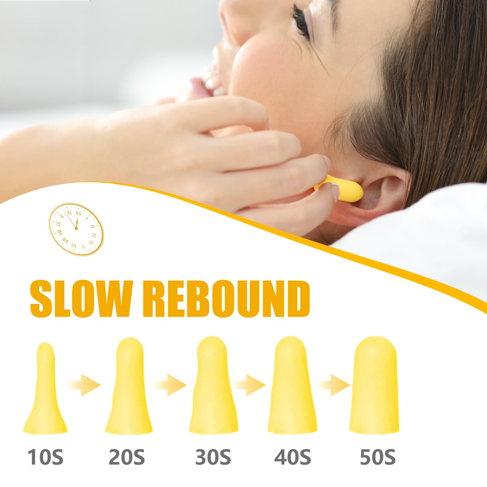 Lot de 30 paires de bouchons d'oreille en mousse souple, ajustement plus long, 33 dB SNR, bouchons d'oreilles confortables pour dormir, ronflements, bruits forts et voyages