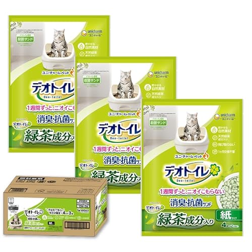 デオトイレ紙タイプ4L×5個 ユニ・チャーム ペットケア 送料無料 ユニ・チャーム デオトイレ 緑茶