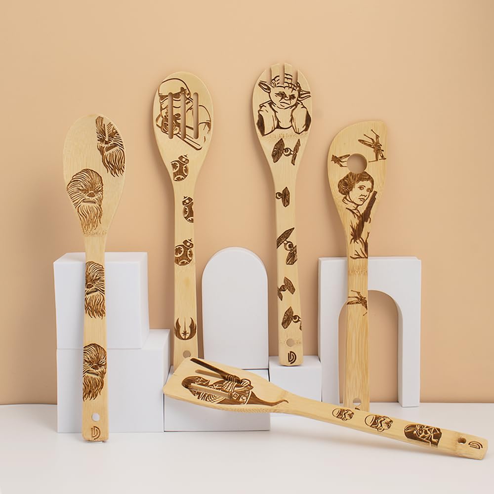 DaceStar - Star Delantal para Barbacoa y Cuchara de Cocina de Madera, Star Regalo Wars, Divertido Merch de Cocina, Decoración
