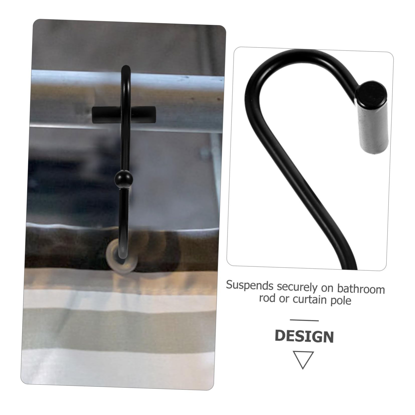 MAGICLULU Ganci Pezzi in 24 Doccia Ferro Forma e Tenda Nero per a S, Fissaggio Sicuro Accessori Tende e Teli Bagno