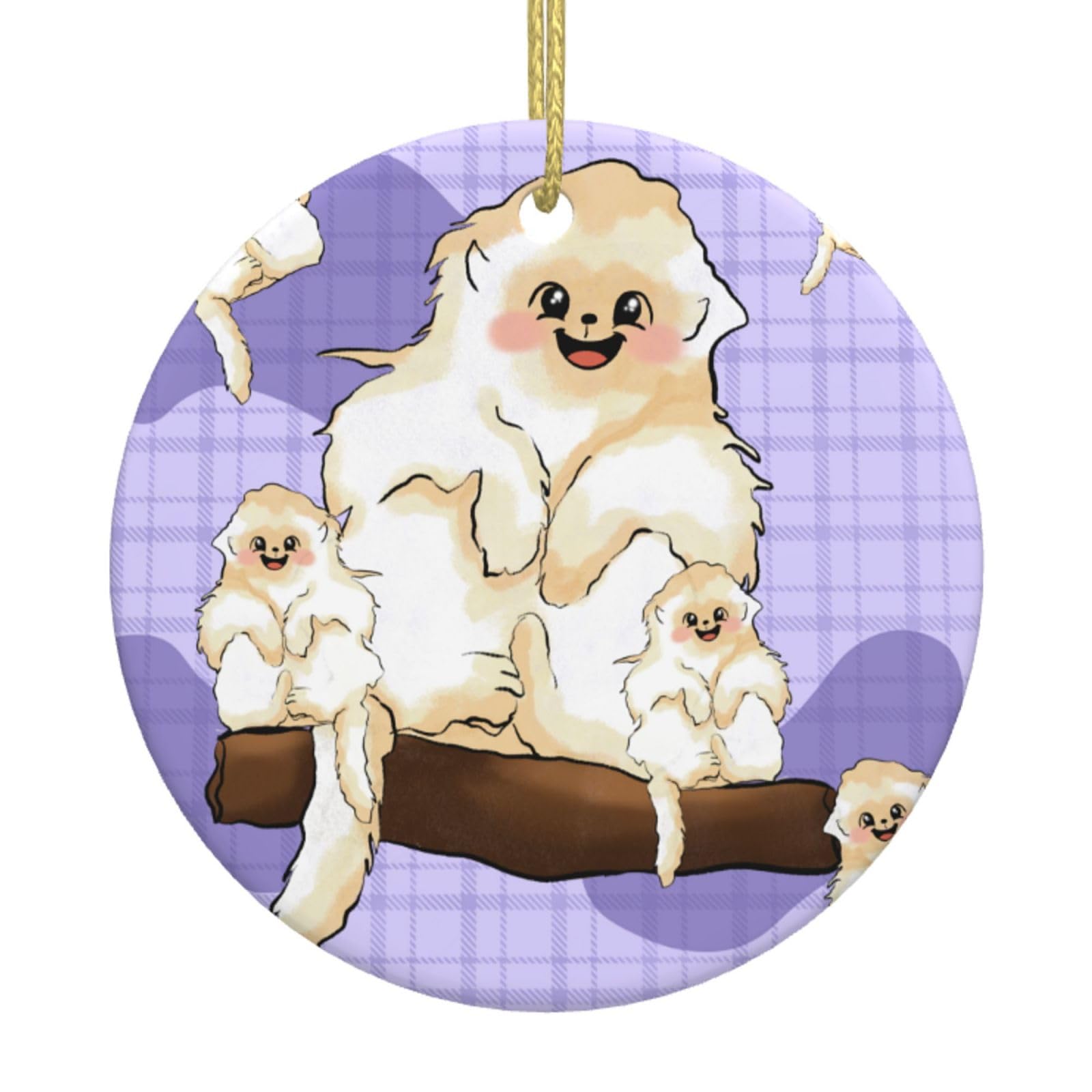 Cute Golden Monkey Printed Christmas Tree Ceramic Ornaments Holiday Decoration Christmas Unique Pendant for Christmas Party