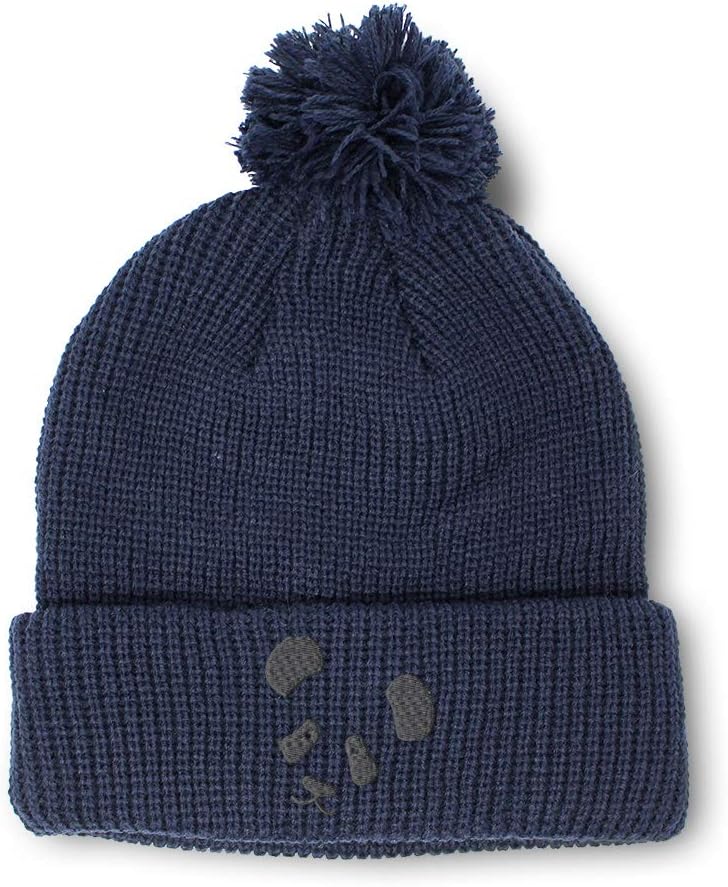Pom Pom Beanies for Women Cute Panda Face B Embroidery Skull Cap Graphic Winter Hats for Men Acrylic 1 Size