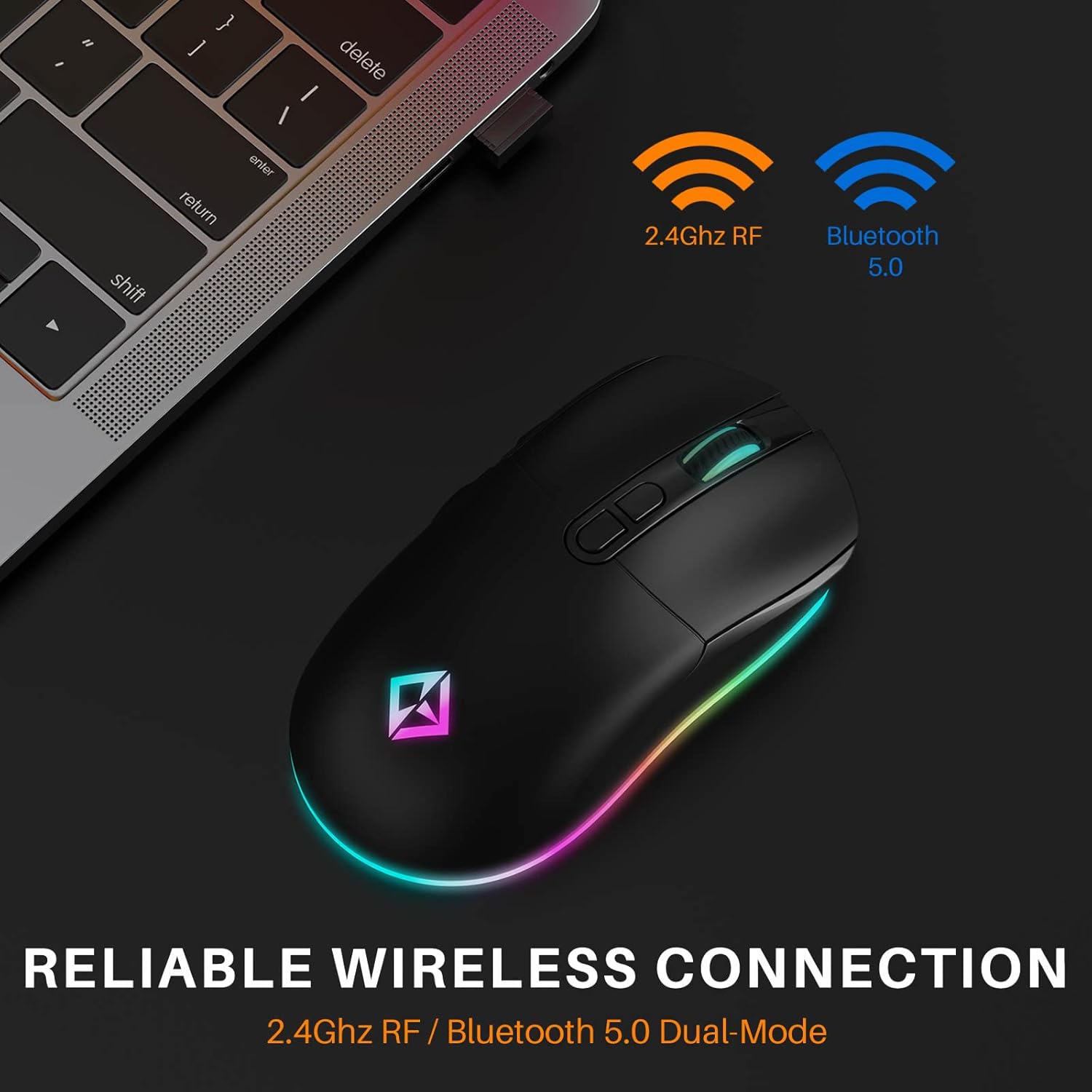 Combrite XS Pro mouse connected to laptop via 2.4GHz RF