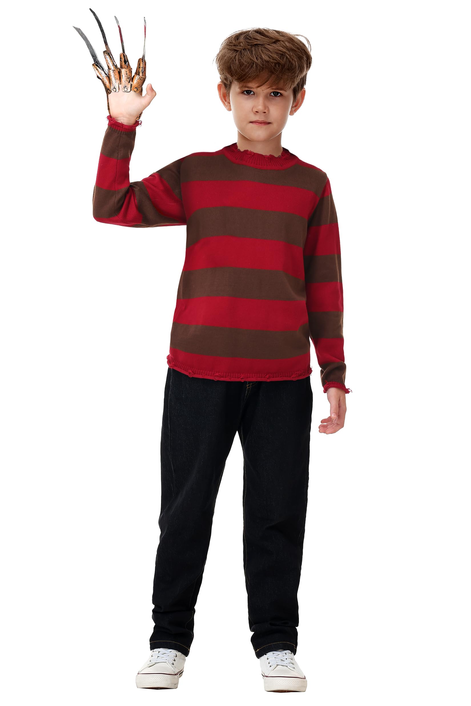Karneval Kinder Pullover Rot Gestreifte Strickpullover Mädchen Jungen Sweatshirt 116-164