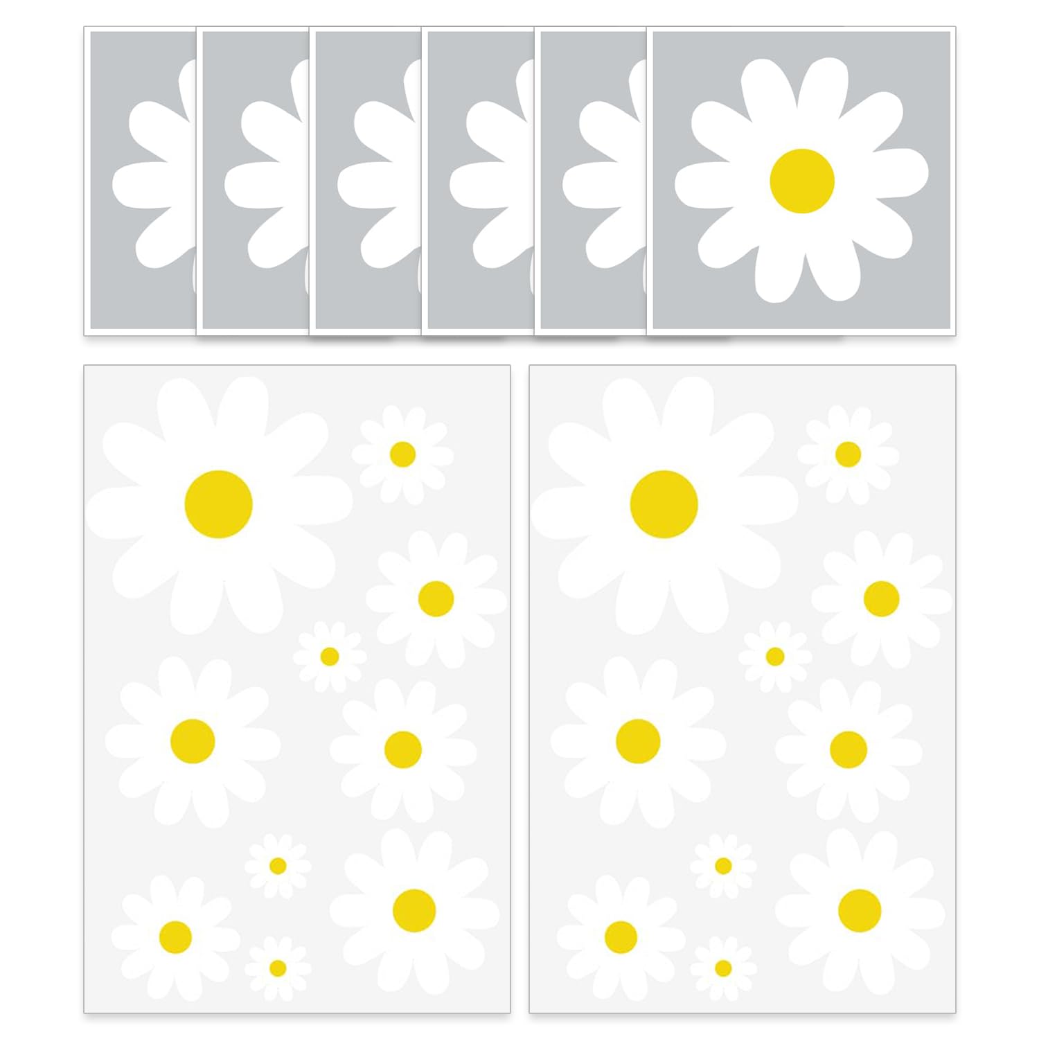TVSVKWE 8 Daisy Wall Stickers, Simple And Beautiful, Creative Cartoon Floral Trash Can Stickers, Fashionable Multi-Function Stickers, Diy Refrigerator Cabinet Decoration.