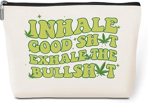 Funny Weed Makeup Bag Weed Gifts Weed Accessories Green Leaves Decor Christmas Birthday Graduation Friendship Gifts for Women Friends Leaf Lovers Aunt Her Girl Mom Grandma Travel Toiletry Bag