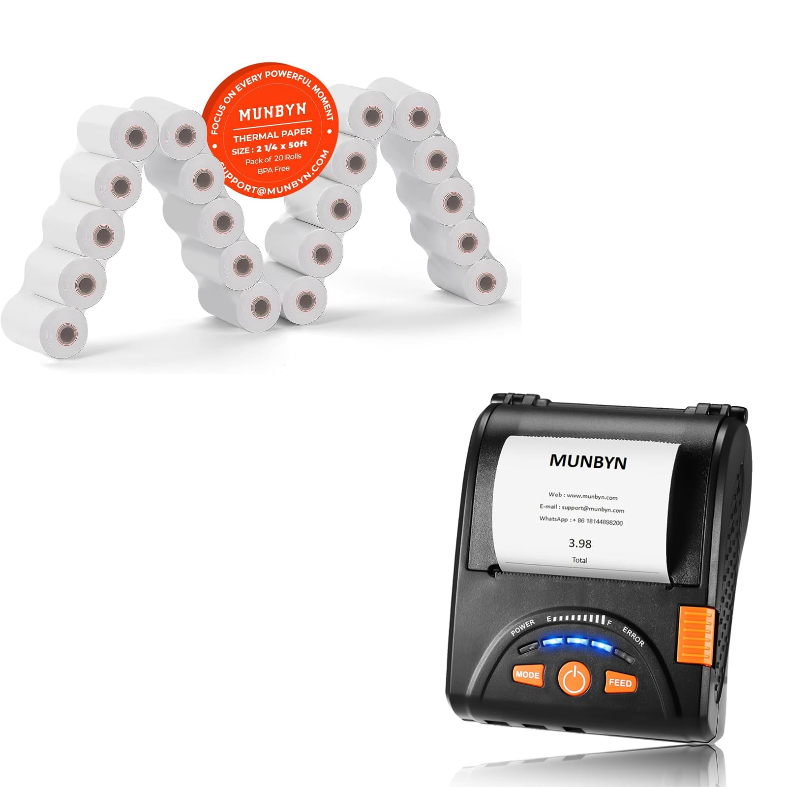 Amazon.com: MUNBYN 58mm Mini Wireless Bluetooth Receipt Printer