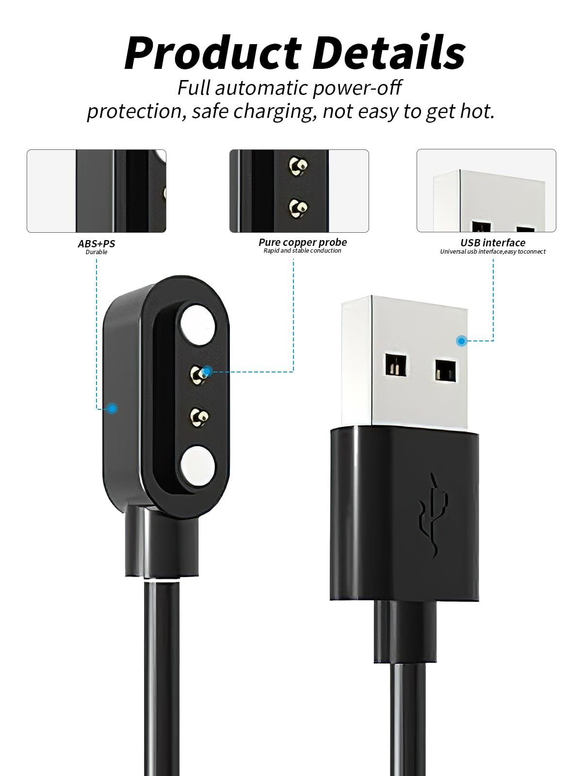 GO SHOPS Noise Colorfit Qube Smart Watch Charger 2 Pin Usb Charger Magnetic Charging Cable - View #11