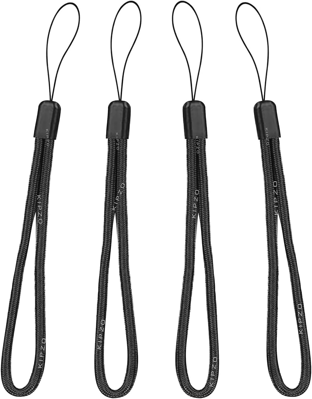 Black Multipurpose Hand Wrist Strap Lanyard 4 Pcs for Cell Phone Cover Key Ring Pen Drive Badge Holders Charm DIY Jewellery Straps Thread Ring with Hook Smart Round Zip Carry case Pouch