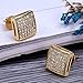 TOPGRILLZ 925 Sterling Silver Square Screw Stud Earrings 14K Gold Plated 5A+ Cubic Zirconia Iced Out Square Screw Back Hypoallergenic Cube Large Stud Earrings For Men Women(04Gold)