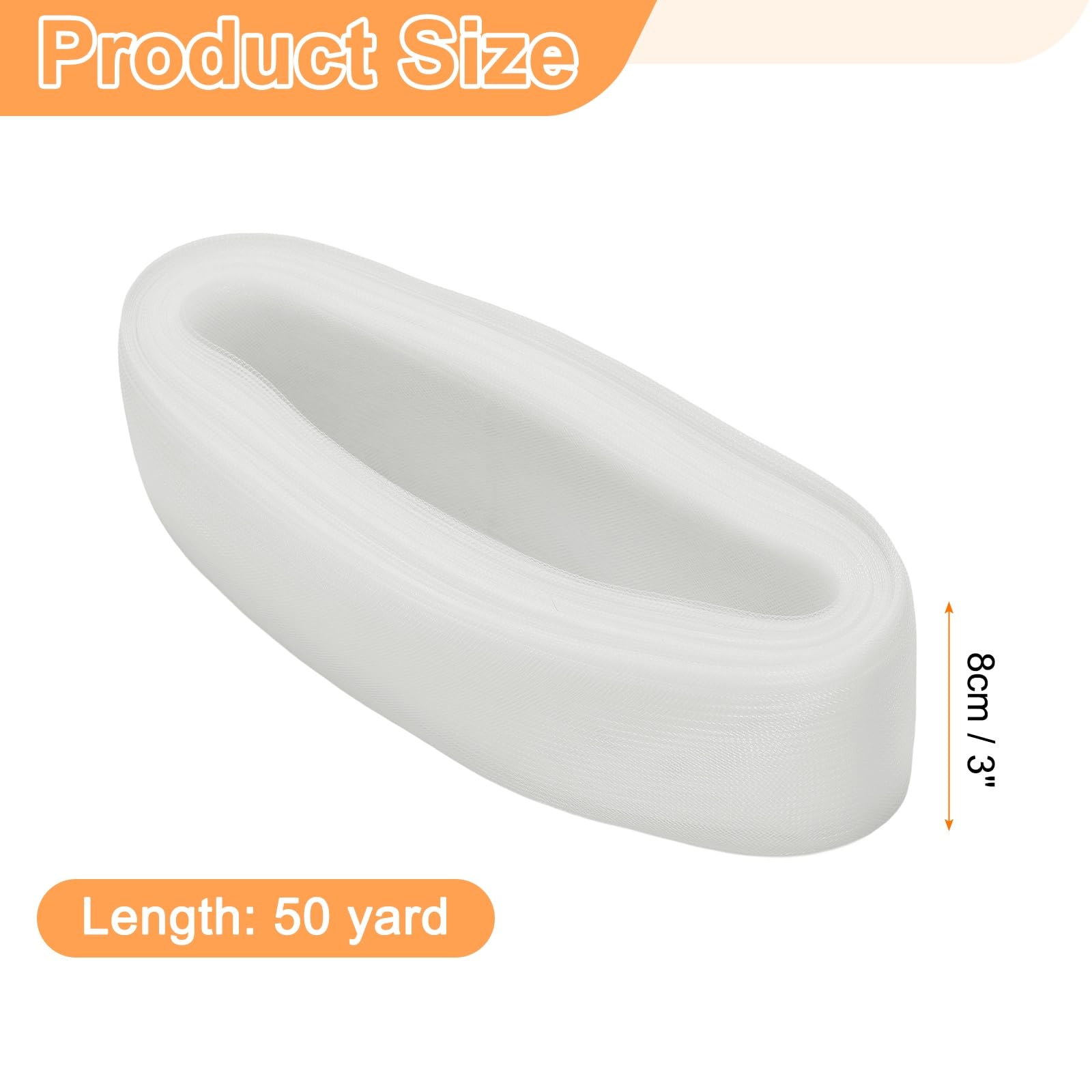 QUARKZMAN Treccia Rigida Di Crine 50 Iarde 8cm Morbido Crine Per Cucire Rinforzo Poliestere Abito Da Sposa Vestito Da Ballo Sagomatura Rifinitura, Bianco
