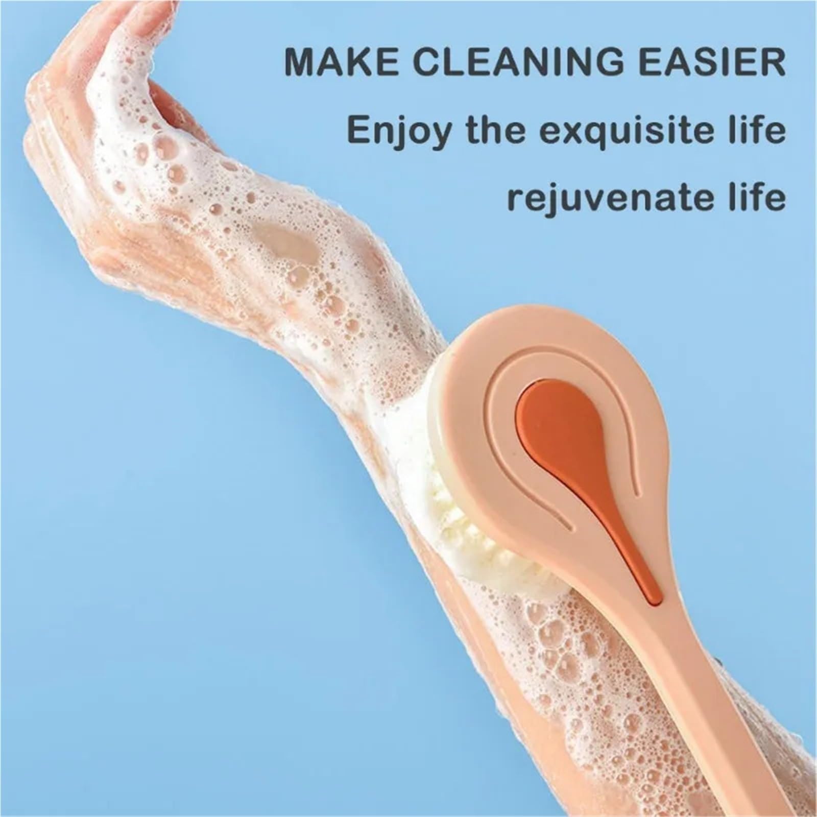 2 uds cepillo de baño mango largo pelo suave for espalda cepillos corporales frotador masaje ducha para Mujeres, Hombres(Pink)
