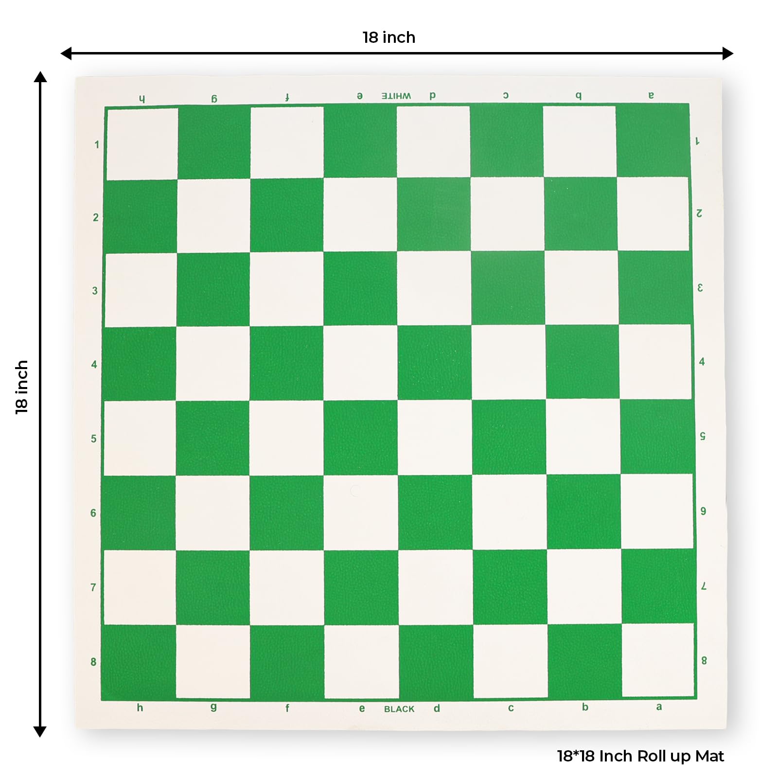 ChessVo Tournament Chess Set | 18x 18inch Mat |4X Weighted Chess Pieces with Steel Bottom Velvet Base | 1.5Kg Premium Chessmen |Big Size | Roll-Up Green Vinyl Board |100% Virgin Plastic |Carry Pouch 4