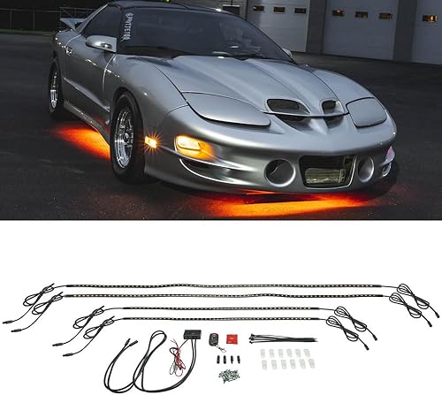 LEDGlow - Kit de iluminación de neón con luz LED para debajo de la carrocería (4 unidades, color sólido, resistente al agua, tubos de perfil bajo,
