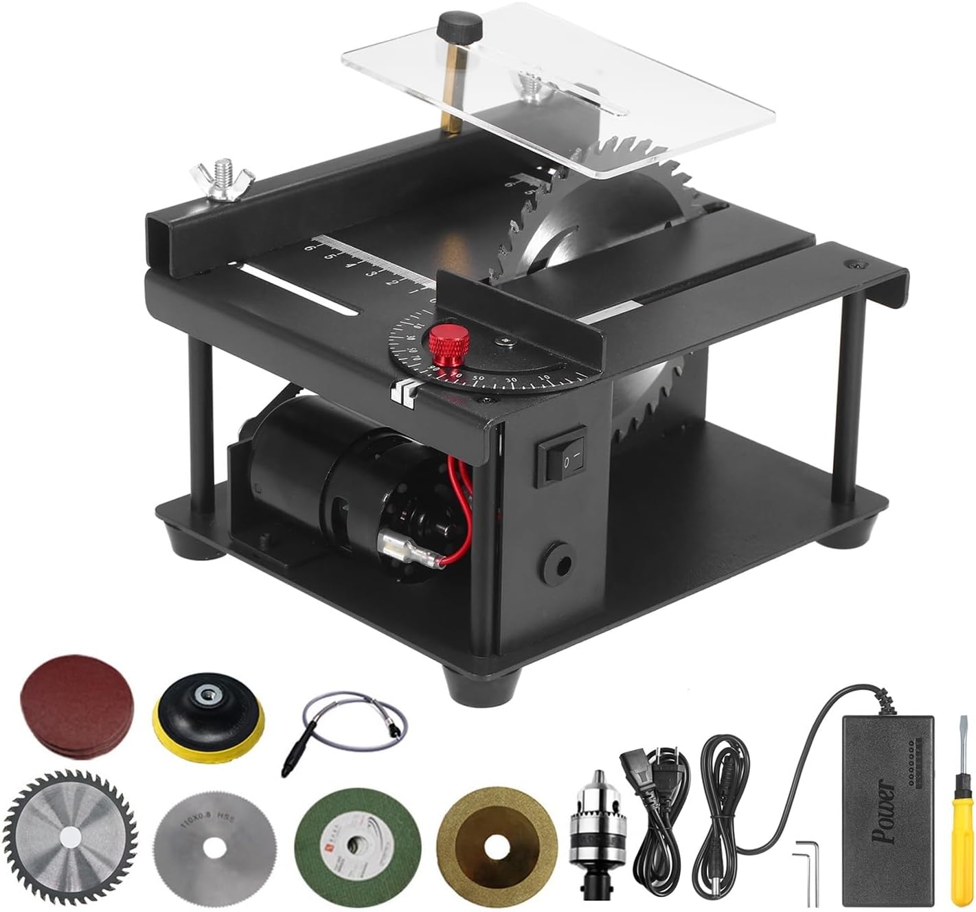 Multi-Functional Table Saw Mini Desktop Cutter Electric Cutting Machine with Blade Grinding Wheel Adjustable-Speed Angle,Practicality