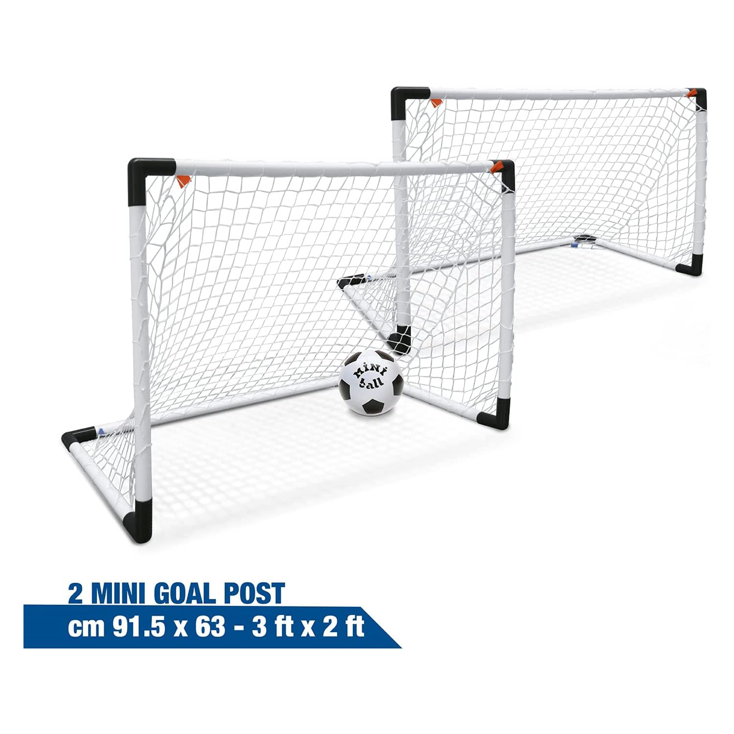 Mondo 18054 – 2 w 1 Goal Post, 2 bramki 91,5 x 63 cm lub 1 bramka 183 x 121 cm i mini piłka