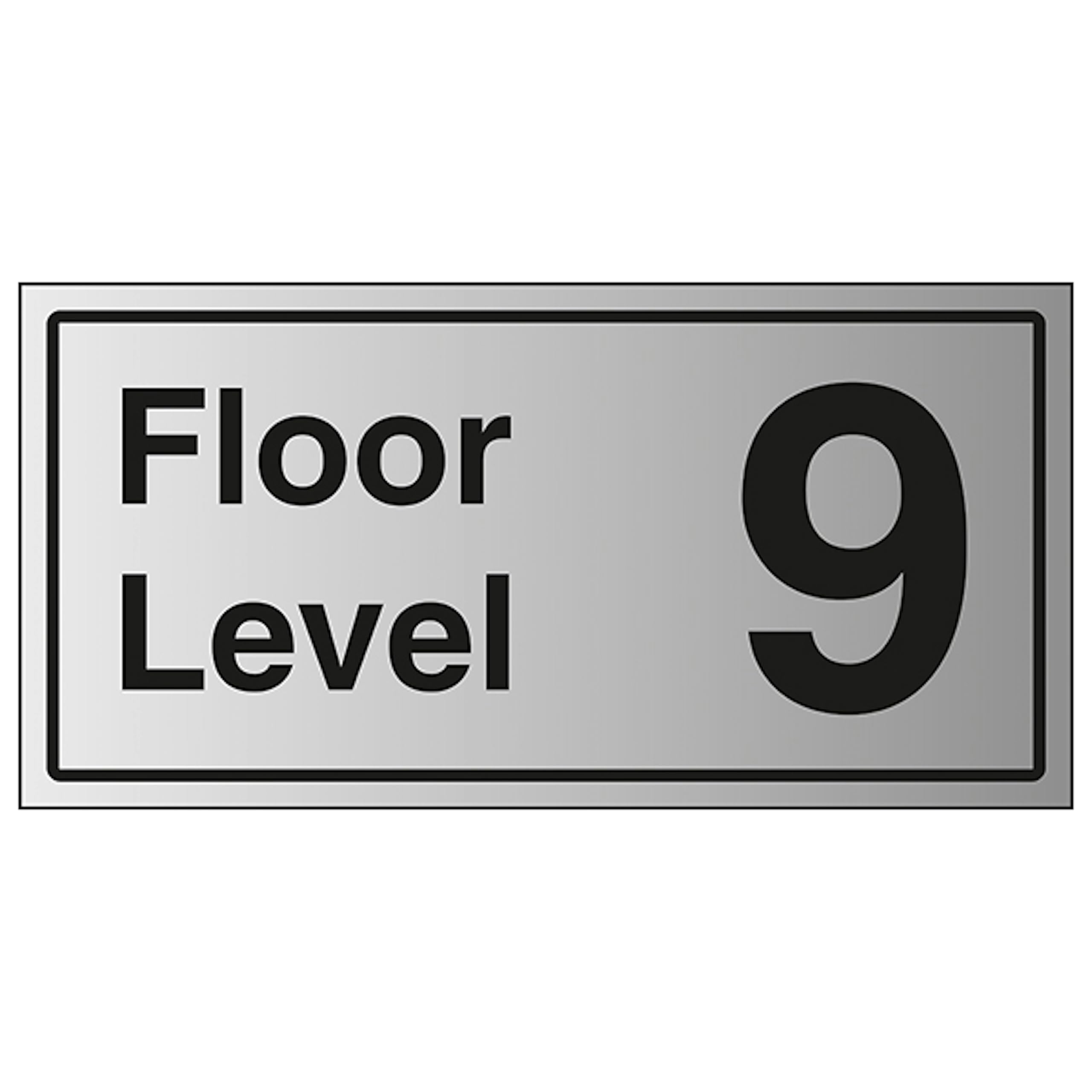 V Safety Floor Level 9 600 x 300 mm - 1.6mm Aluminium Effect Rigid Plastic Safety Sign
