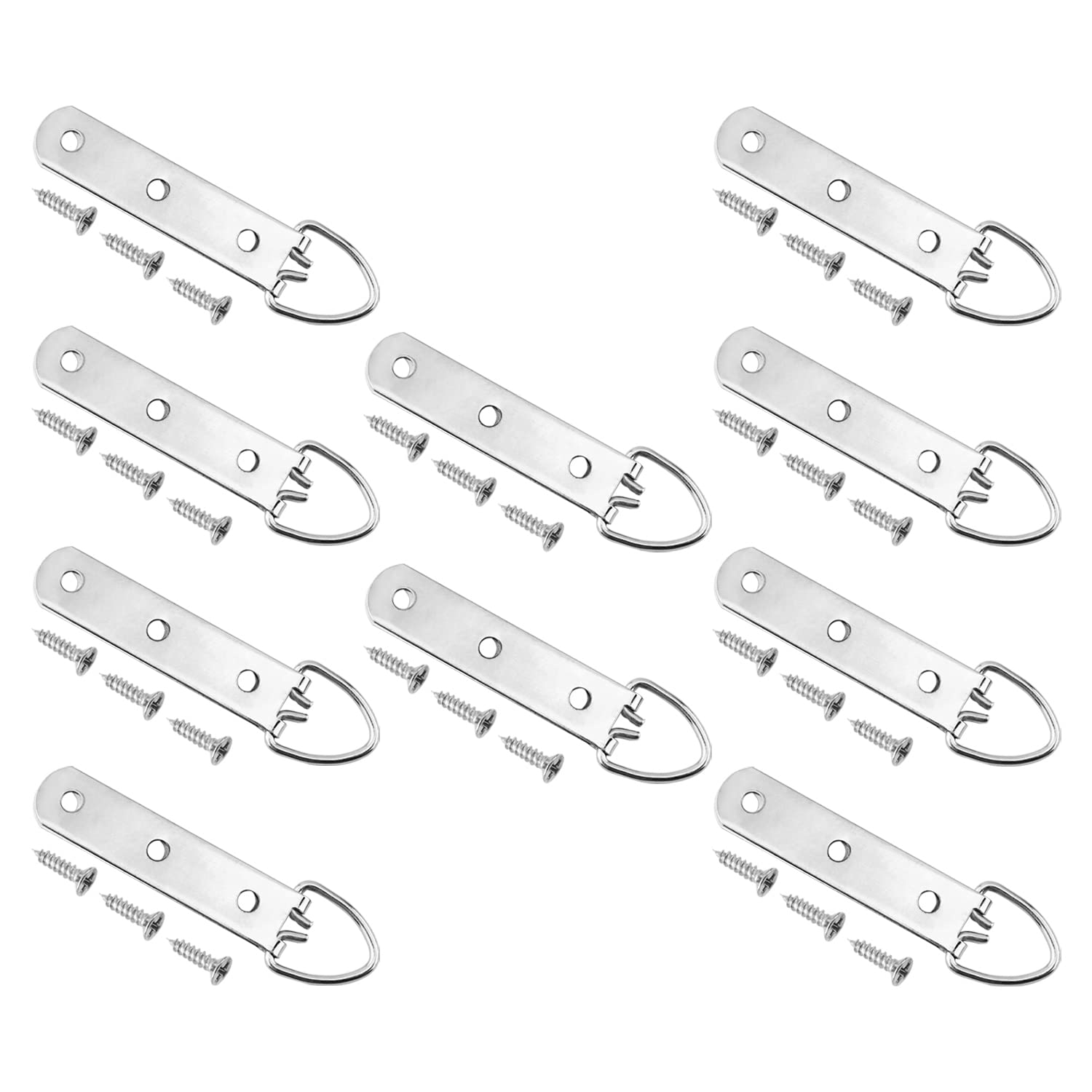 MroMax 50PCS Ring Picture Frame Buckle 3.46" x 0.59" Silver Tone Assortment Kit for Home Decoration Picture Frames Photo Hanging Solutions
